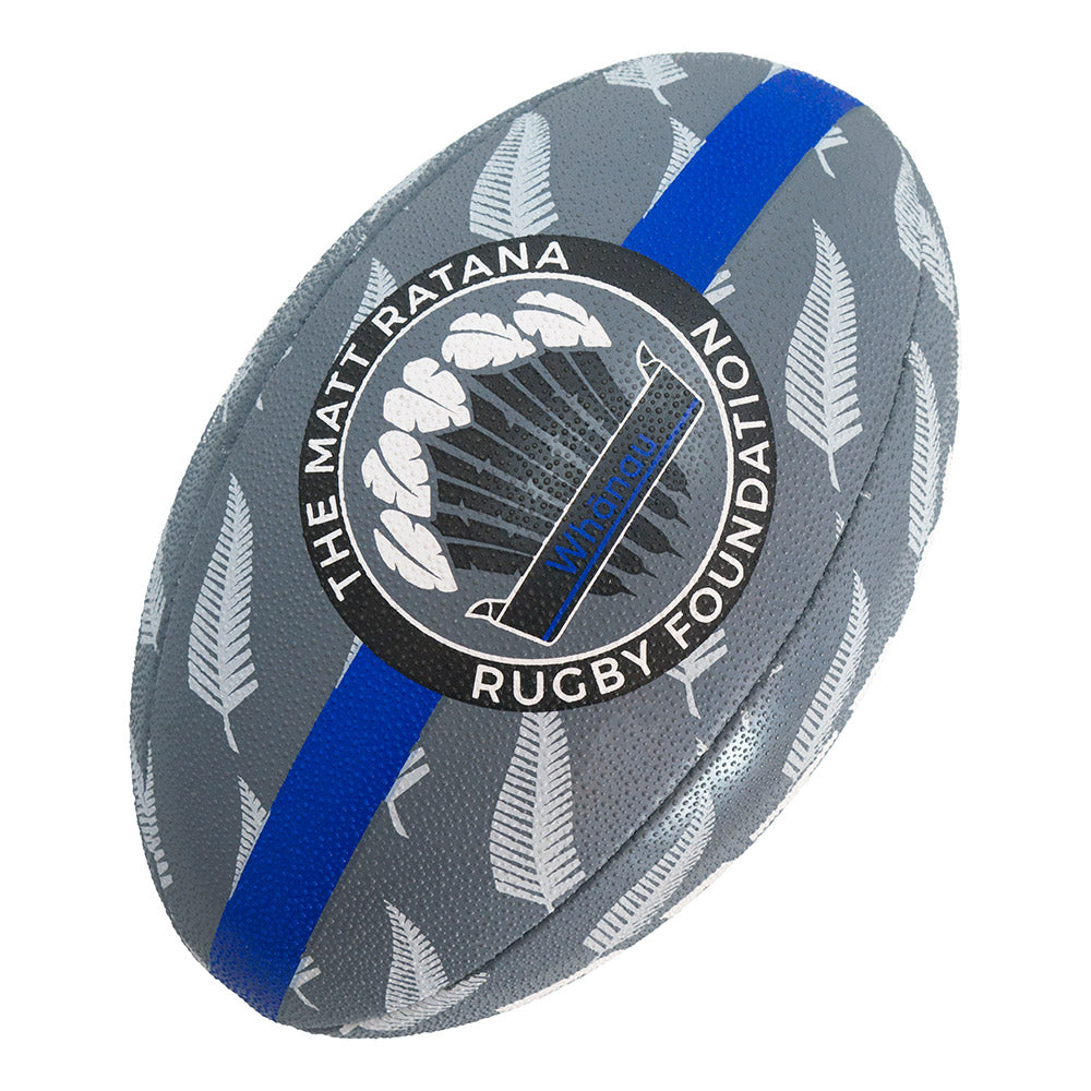 Rugby - The Matt Ratana Rugby Foundation Official Rugby Ball – Available in Sizes: 5 – Colour: Grey