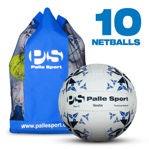 Netball - Vesta Training Netball - 10 Ball Bundle - Size: 5 & 4 - Colour: Blue/Blue